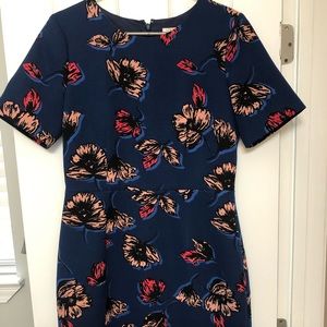 Jcrew navy and pink short sleeve floral dress